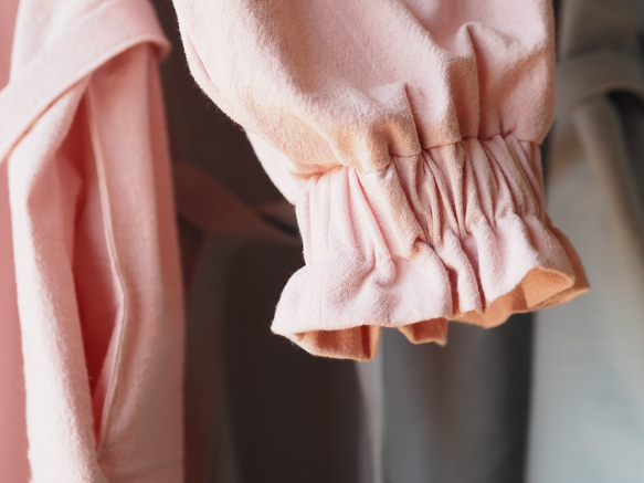 割烹着　コットンリネンエプロン　ワンピース　ピンク　綿麻 割烹着　コットンリネンエプロン　ワンピース　ピンク　綿麻 P1485583255(11440円)