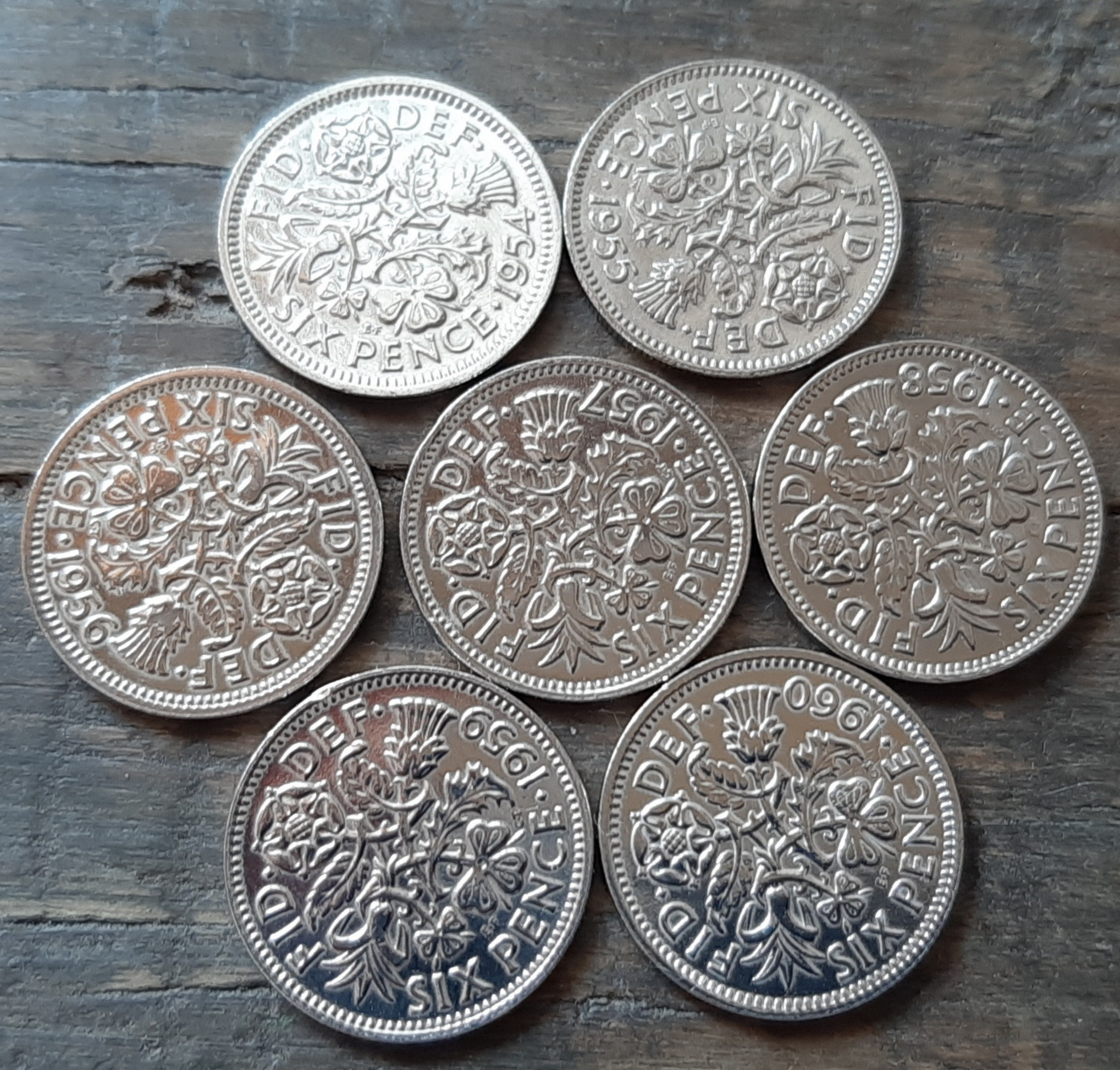 英国幸せのシックスペンス イギリス 7枚セットラッキー6ペンス コイン