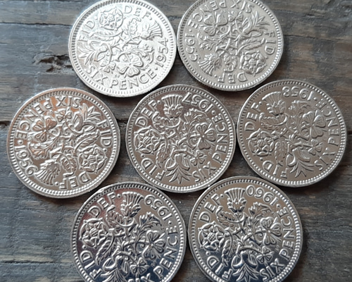 英国幸せのシックスペンス イギリス 7枚セットラッキー6ペンス コイン