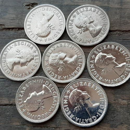 最安 英国幸せのシックスペンス イギリス 7枚セットラッキー6ペンス 貨幣
