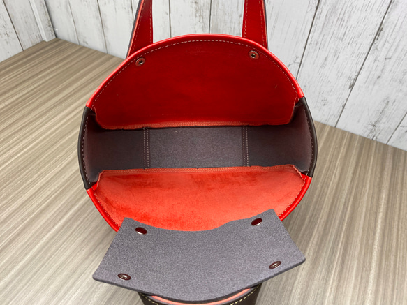 カラフルトートL　本革　レッド／チョコ　２色 3枚目の画像