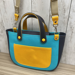 カラフルトートL　本革　レッド／チョコ　２色 13枚目の画像