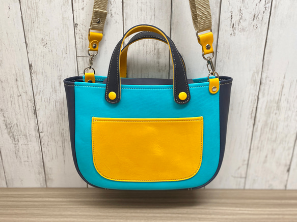 カラフルトートL　本革　レッド／チョコ　２色 15枚目の画像