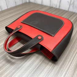 カラフルトートL　本革　レッド／チョコ　２色 6枚目の画像