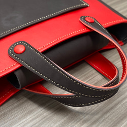 カラフルトートL　本革　レッド／チョコ　２色 7枚目の画像