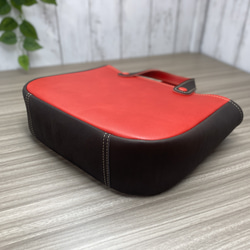 カラフルトートL　本革　レッド／チョコ　２色 2枚目の画像