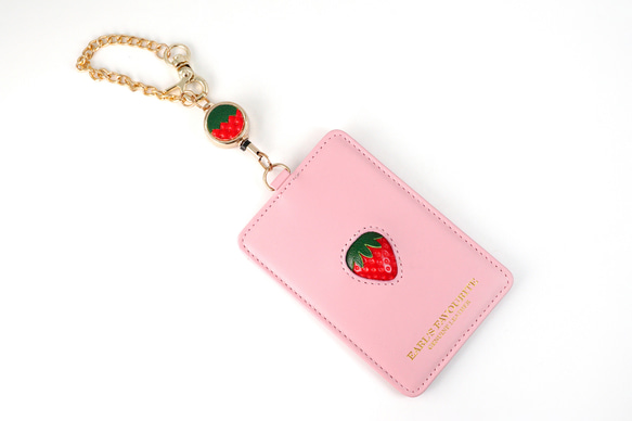 ハンドメイド本牛革携帯ケース（いちご柄ピンク） ハンドメイド本牛革携帯ケース（いちご柄ピンク） ハンドメイド