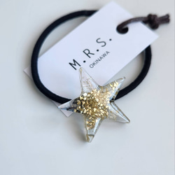 レジンヘアゴム グリーン バイカラー ナチュラル 夏 ホワイト パール