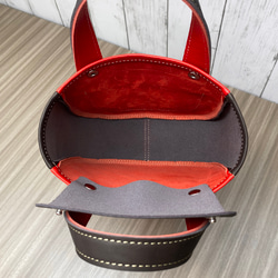 カラフルトートS　本革　レッド／チョコ　２色 4枚目の画像