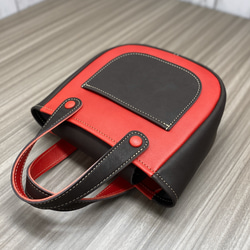 カラフルトートS　本革　レッド／チョコ　２色 7枚目の画像