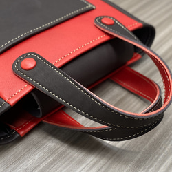 カラフルトートS　本革　レッド／チョコ　２色 8枚目の画像