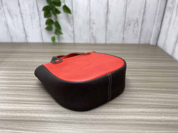 カラフルトートS　本革　レッド／チョコ　２色 2枚目の画像