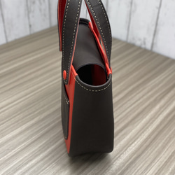 カラフルトートS　本革　レッド／チョコ　２色 9枚目の画像