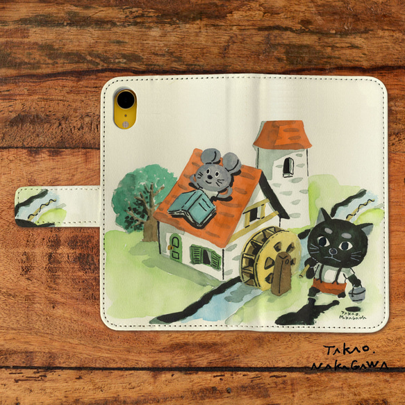 黑色貓和老鼠筆記本智慧型手機外殼適用於 Android AQUOS sense8 釣魚 第1張的照片