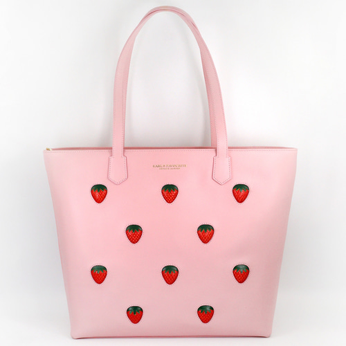 More Strawberries Collection】A4トートバッグ（赤いちご／ピンク本革 