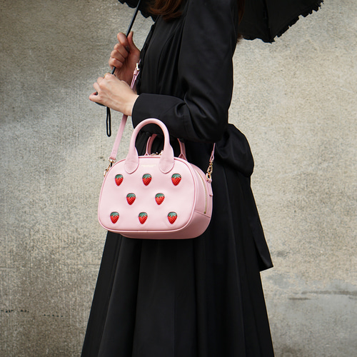 More Strawberries Collection】ミニボストンバッグ（赤いちご／ピンク