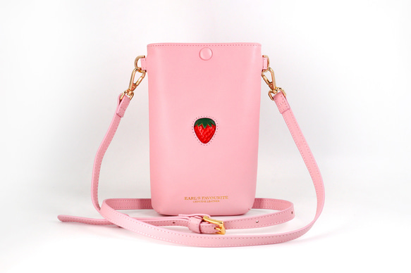 More Strawberries Collection】スマホショルダー（赤いちご／ピンク本