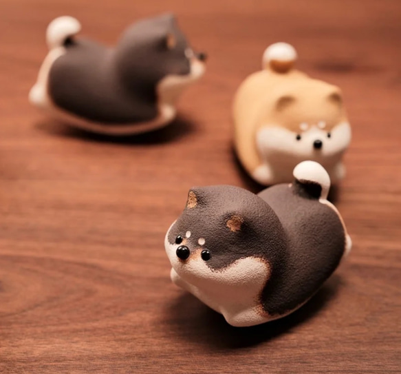 柴犬 黒柴 陶器 かわいい置き物 オブジェ インテリア だるま その他