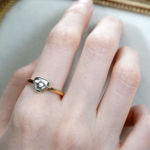 K18 YG/PT 『希少』トラピッチェ• スライス 天然ダイヤモンド リング