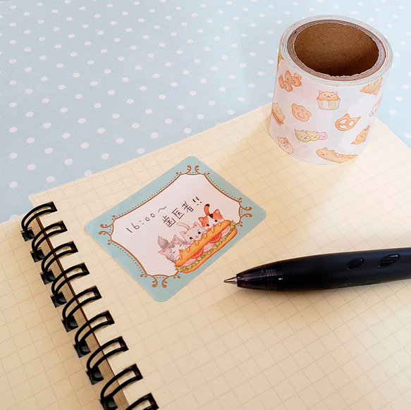 猫のパン屋さんロールふせん 4枚目の画像