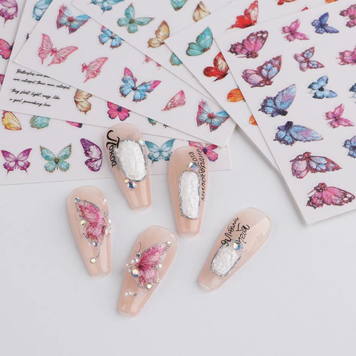 NT847《ネイルシール》蝶々 ピンク 水色 韓国ネイル リアル