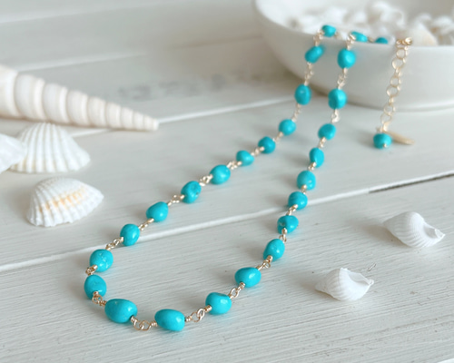 極美品✨スリーピングビューティーターコイズ 8㎜ 丸玉 ネックレス 925刻印 丸玉✨スリーピングビューティー ターコイズ ネックレス