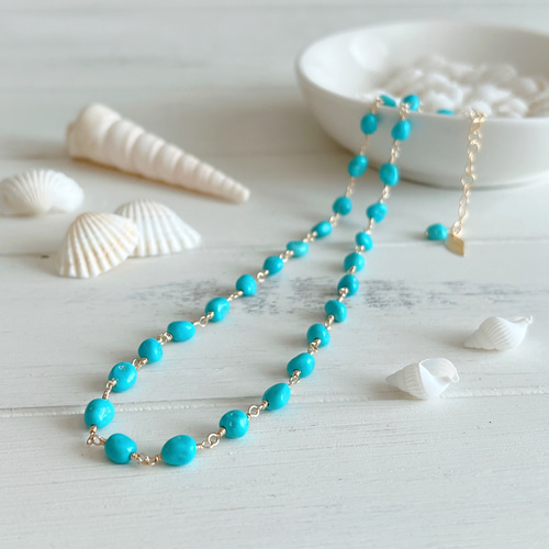 再販＊【14kgf】スリーピングビューティーターコイズ＊ネックレス