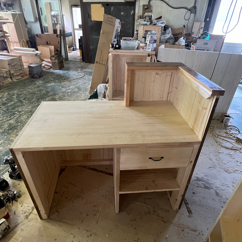 段差】カウンター テーブル 作業 目隠し 引き出し収納 幅115×高さ105