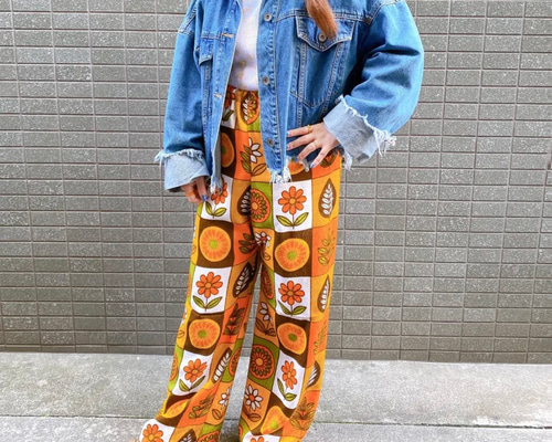 古着 ヴィンテージ vintage パンツ リメイク リメイクパンツ 花柄