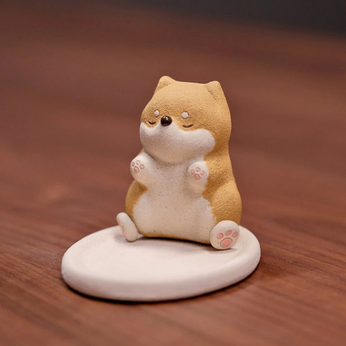 希少　モダン　柴犬　陶器製　オブジェ 柴犬 黒柴 陶器 かわいい置き物 オブジェ インテリア だるま その他