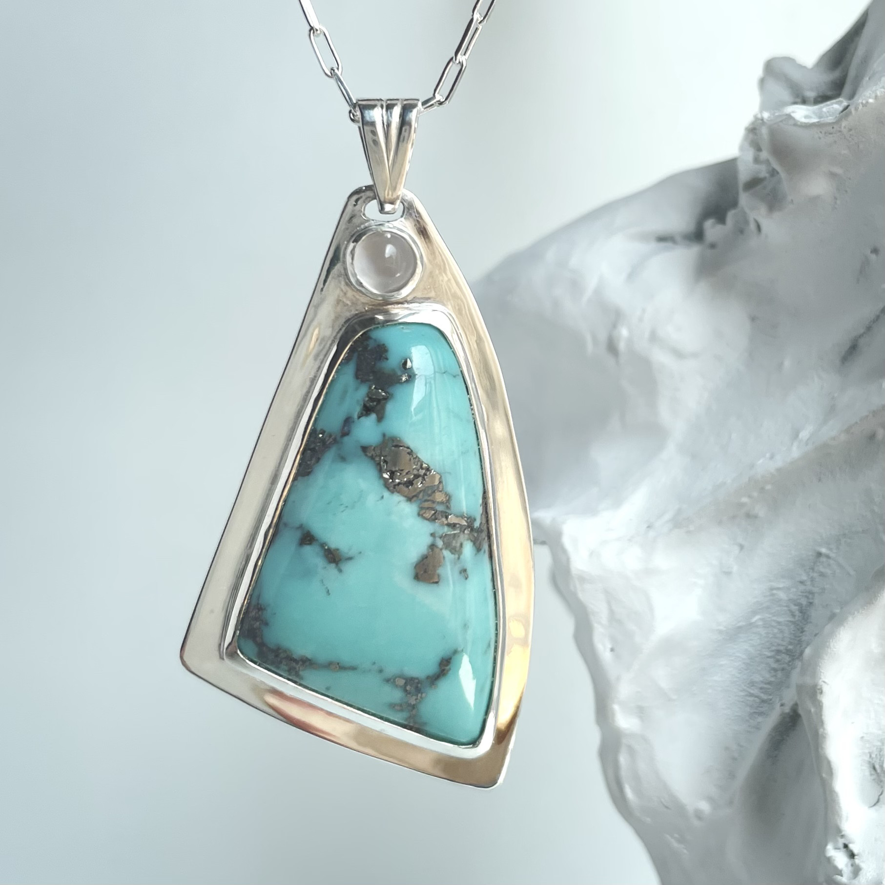 ★特大サイズ★ターコイズ&ムーンストーンペンダント　〈送料無料〉SP-155