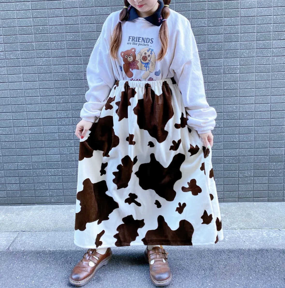 古着リメイク 手書きメッセージアイボリーロングスカート 古着リメイク 手書きメッセージアイボリーロングスカート