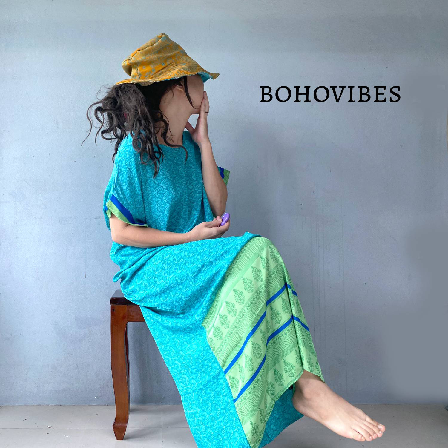 【全８柄】【在庫限り】インドサリー生地リメイク シンプルワンピース