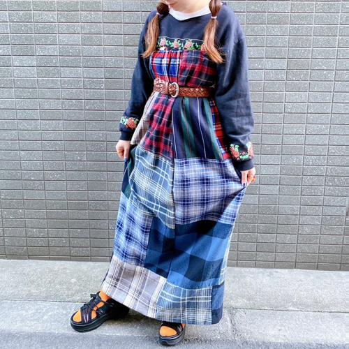 古着 ヴィンテージ vintage スカート パッチワーク リメイク リメイク