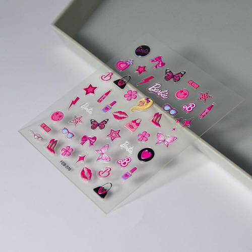 NT874 ネイルシール ぷっくり3D バービー Barbie キスマーク 蝶々