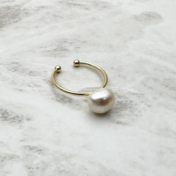 ちょっと大きな照りっ照りバロックパールの14kgfリング 10mm 11mm 淡水真珠 フリーサイズ 12mm 2枚目の画像