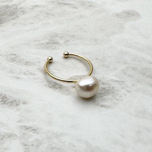 ちょっと大きな照りっ照りバロックパールの14kgfリング 10mm 11mm 淡水