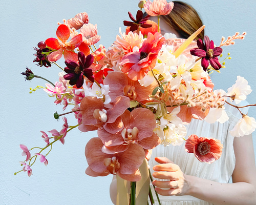 売約済み三日月型かんざし〈Bouquet・大人ニュアンスカラーブーケ・盛り〉