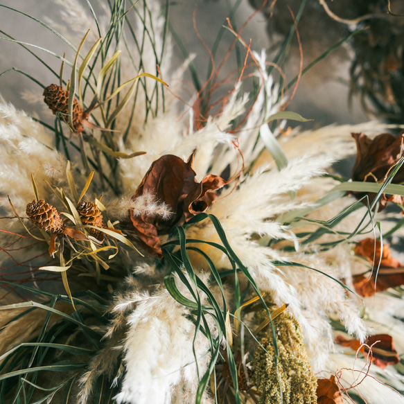 ドライフラワーのドロップ型壁掛け 5枚目の画像