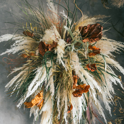 ドライフラワーのドロップ型壁掛け 3枚目の画像