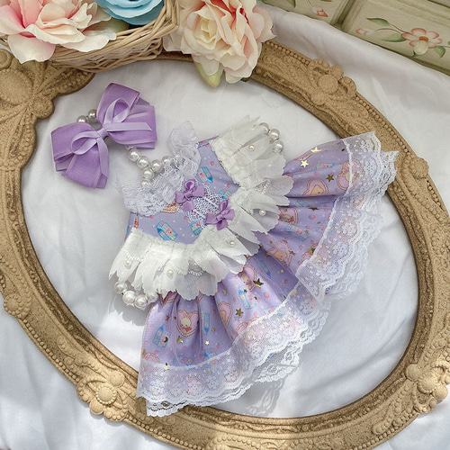 15cm 20cm 40cm ぬいぐるみ用服 紫うさぎコスチュームワンピース 綿