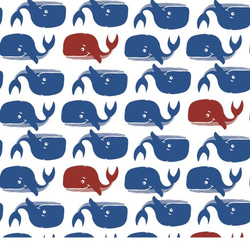 ドイツLS社 オーガニックコットン生地【20cm単位切り売り】クジラの行進 ◎海 魚 鯨 マリン 夏 2枚目の画像