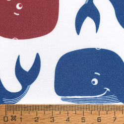 ドイツLS社 オーガニックコットン生地【20cm単位切り売り】クジラの行進 ◎海 魚 鯨 マリン 夏 4枚目の画像