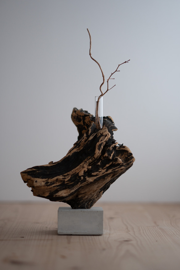 流木一輪挿し Cement M〔無塗装〕 no.16 一輪挿し・花瓶・花器 saisei