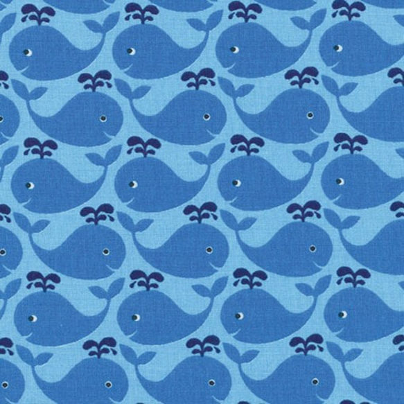 Sale*ドイツ Westfalenstoffe コットン 切り売り クジラ 【20cm単位切り売り】海 魚 マリン 1枚目の画像