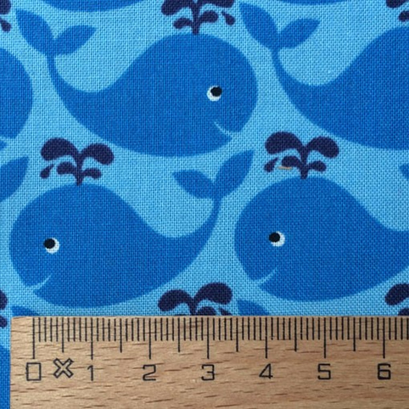 Sale*ドイツ Westfalenstoffe コットン 切り売り クジラ 【20cm単位切り売り】海 魚 マリン 2枚目の画像