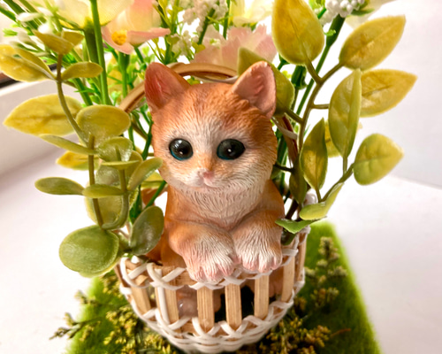 お花のカゴ猫ちゃん アートフラワー ミルキーキャット 通販 18092288