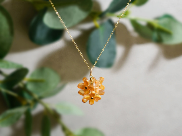 ネックレス】金木犀の花束 ／オレンジ 秋色 秋限定2024 秋の誕生花2024  