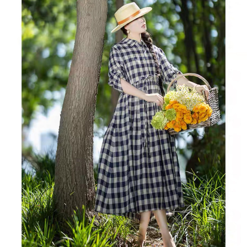 美品⁂バーバリーロンドン⁂ ロングワンピース　切替　ノバチェック　リボン　160 美品⁂バーバリーロンドン⁂ ロングワンピース切替ノバチェック