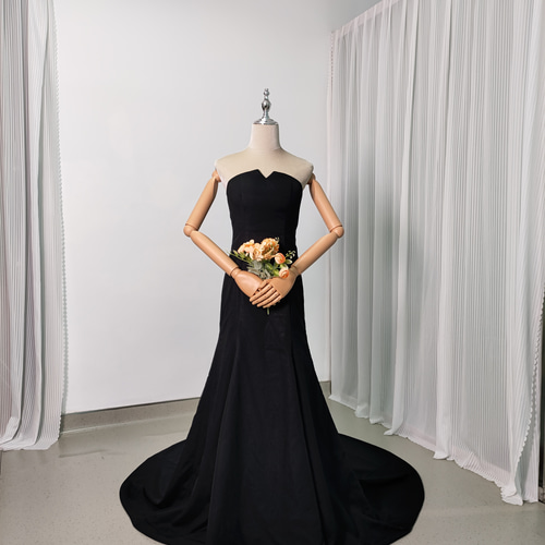 送料無料！パーティードレス ブラック ベアトップ 編み上げ マーメイド  